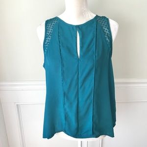 ANTHROPOLOGIE MAEVE Teal Swiss Dot Lace Top